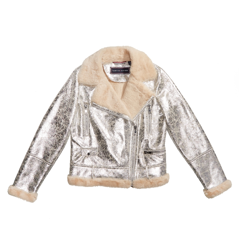 Tommy Hilfiger silver aviator jacket